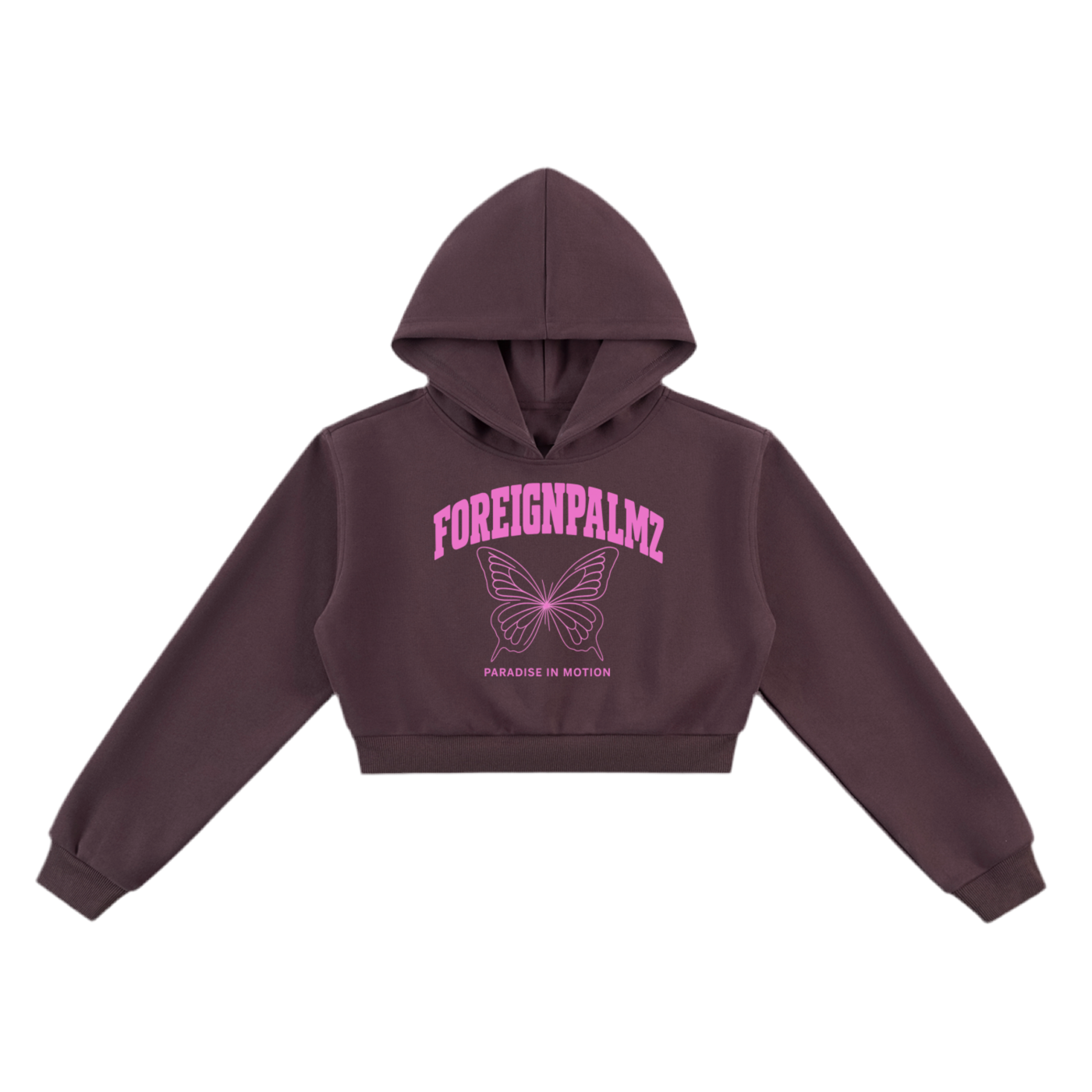 Women’s “Paradise In Motion”Cropped Hoodie (Pink Butterfly Edition)