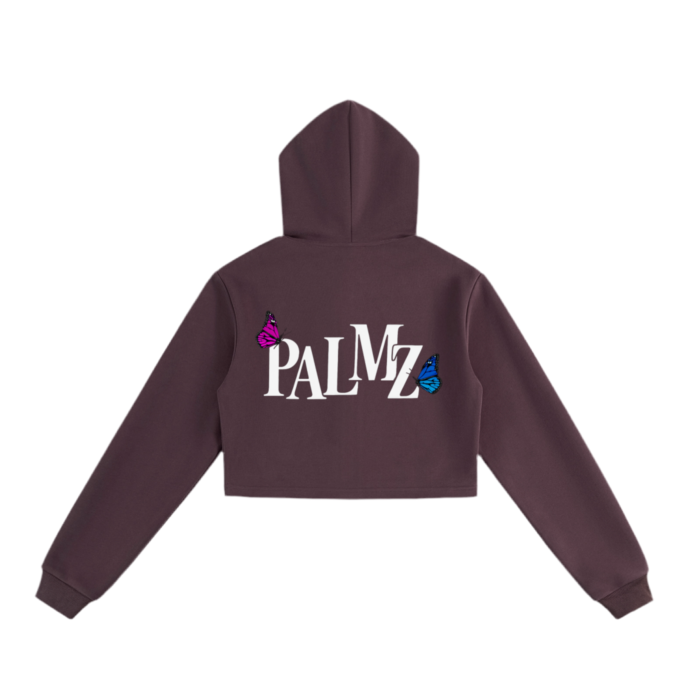 Womans PALMZ Cropped Zip-Up Hoodie (Butterfly Edition)