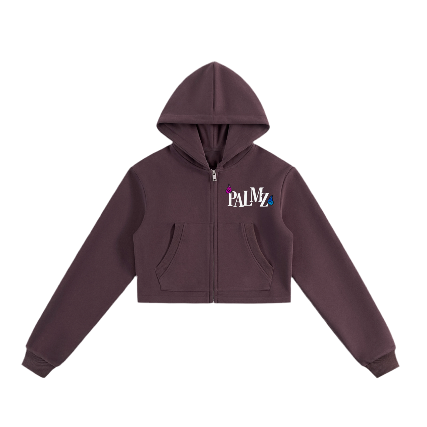 Womans PALMZ Cropped Zip-Up Hoodie (Butterfly Edition)
