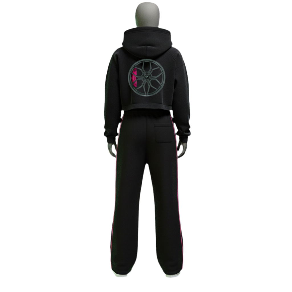 Woman’s “Pink Apex Drive” Cropped Zip-Up Hoodie