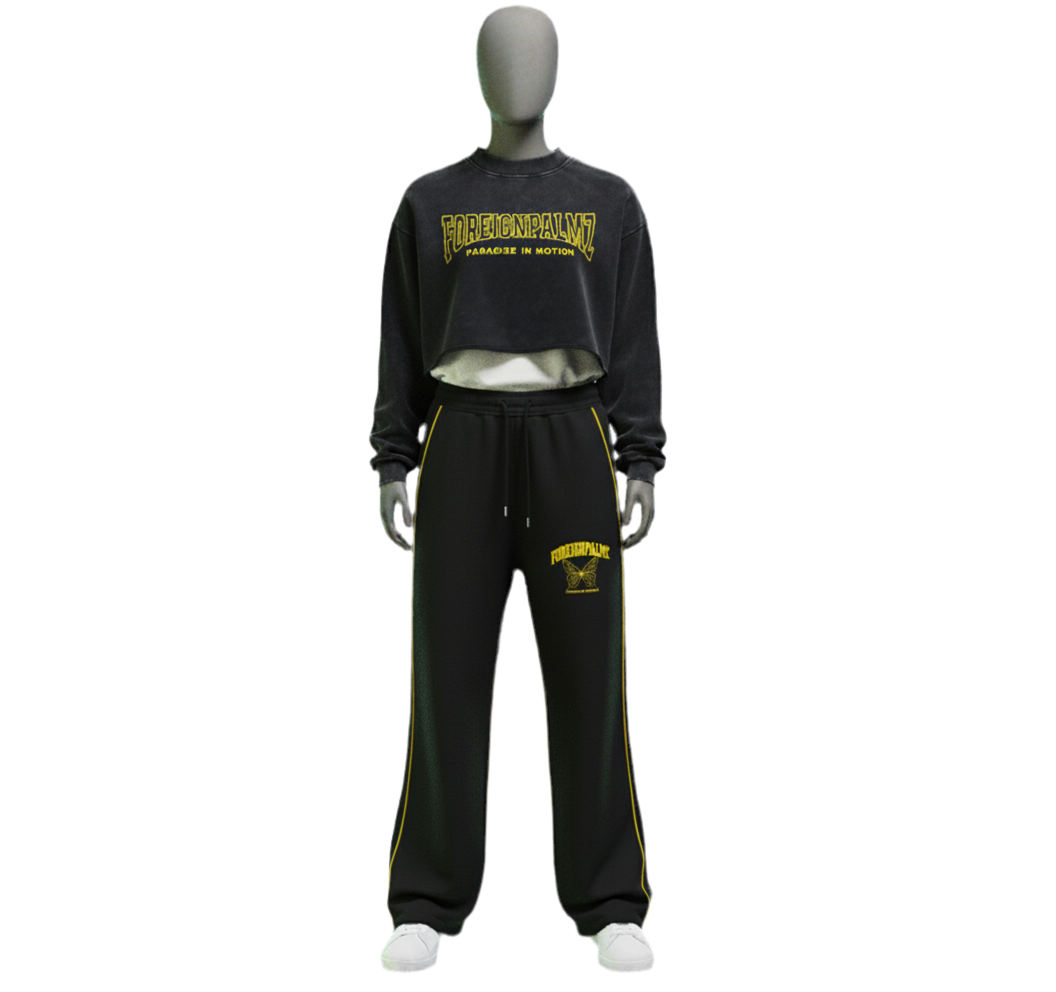 Woman’s “Paradise In Motion”Cropped Sweatshirt (Yellow Edition)