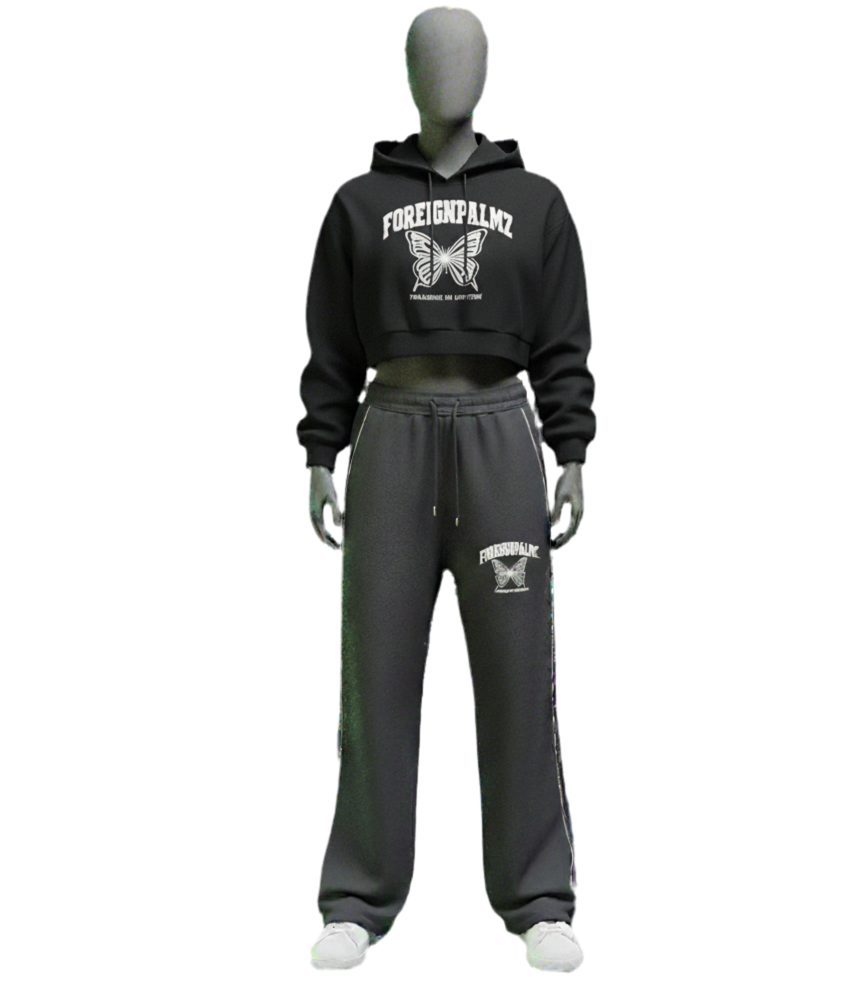 Woman’s “Paradise In Motion”Cropped Hoodie (Butterfly Edition)