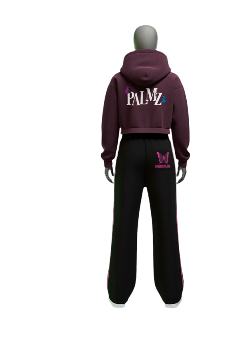 Womans PALMZ Cropped Zip-Up Hoodie (Butterfly Edition)