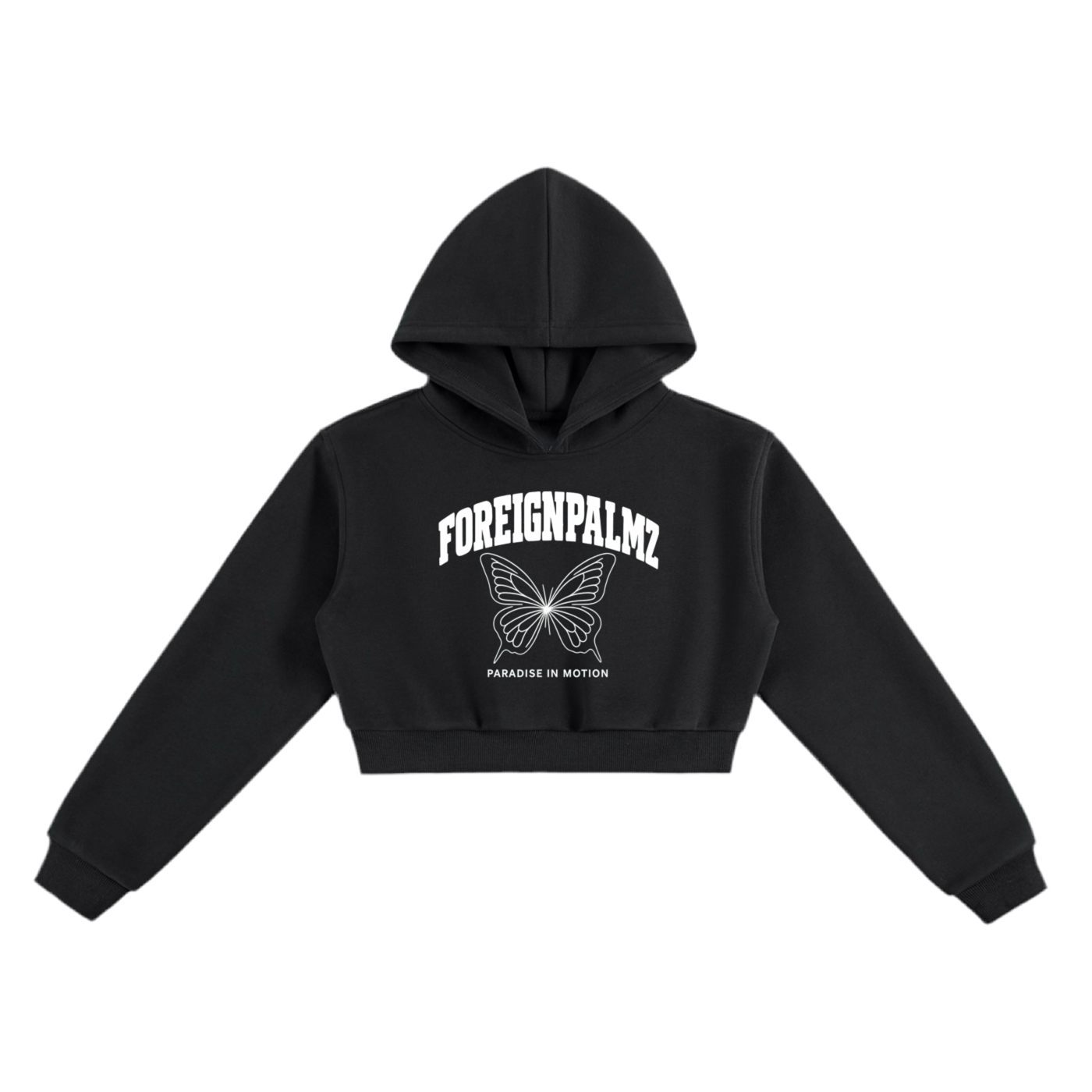 Woman’s “Paradise In Motion”Cropped Hoodie (Butterfly Edition)
