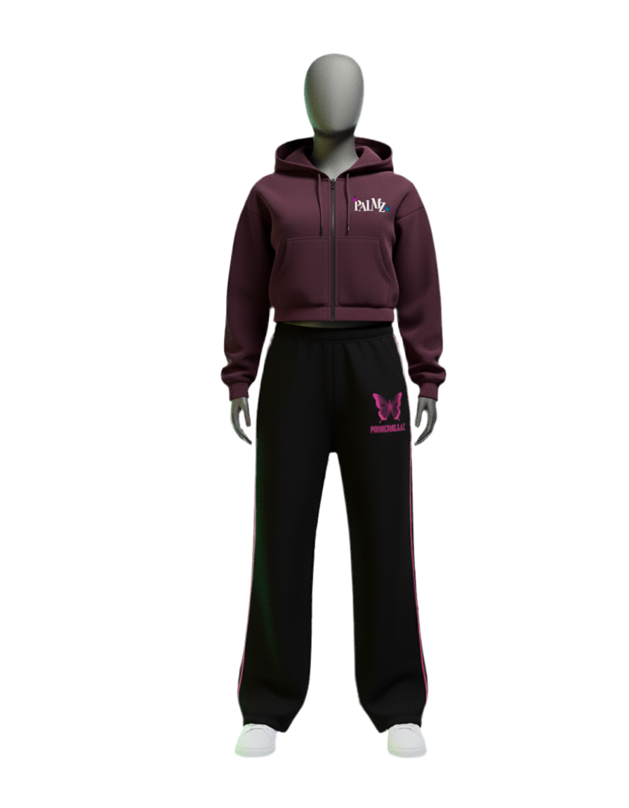 Womans PALMZ Cropped Zip-Up Hoodie (Butterfly Edition)