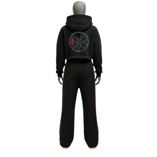 Woman’s “Pink Apex Drive” Cropped Zip-Up Hoodie
