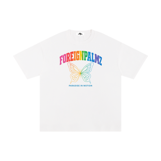 Woman’s “Paradise In Motion” Tee (Colorful Butterfly Edition)