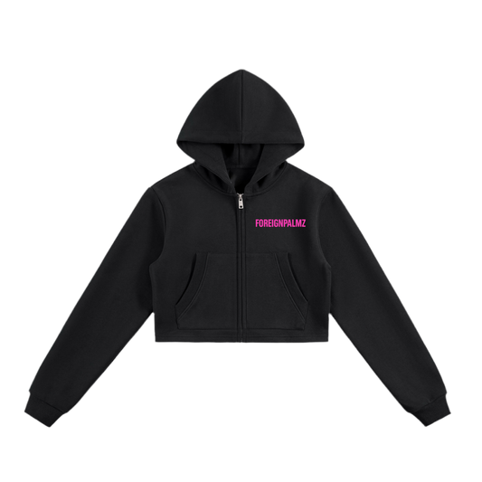 Woman’s “Pink Apex Drive” Cropped Zip-Up Hoodie