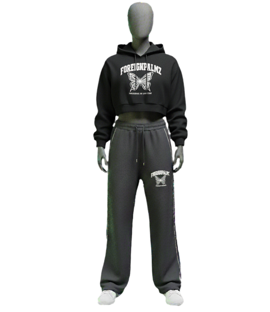 Woman’s “Paradise In Motion”Cropped Hoodie (Butterfly Edition)