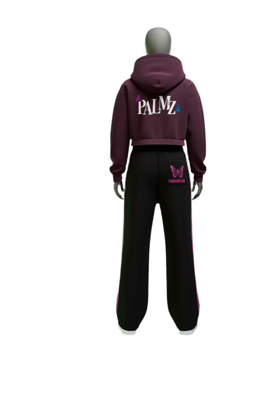 Womans PALMZ Cropped Zip-Up Hoodie (Butterfly Edition)