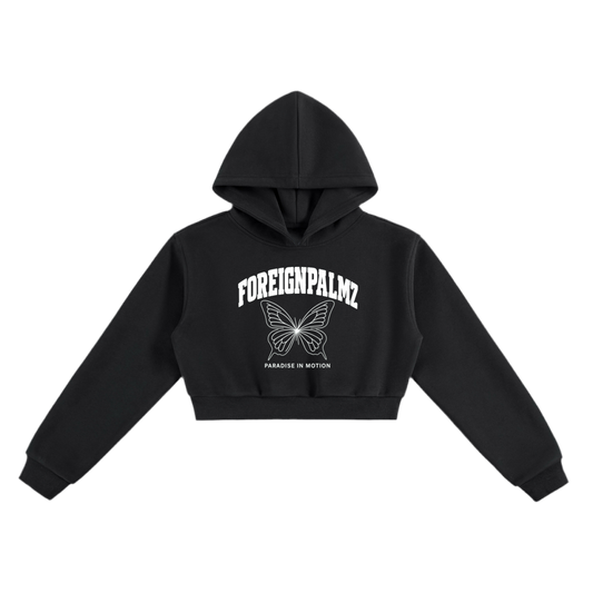 Woman’s “Paradise In Motion”Cropped Hoodie (Butterfly Edition)
