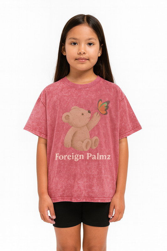 ForeignPalmz Pink Teddy Washed T-Shirt